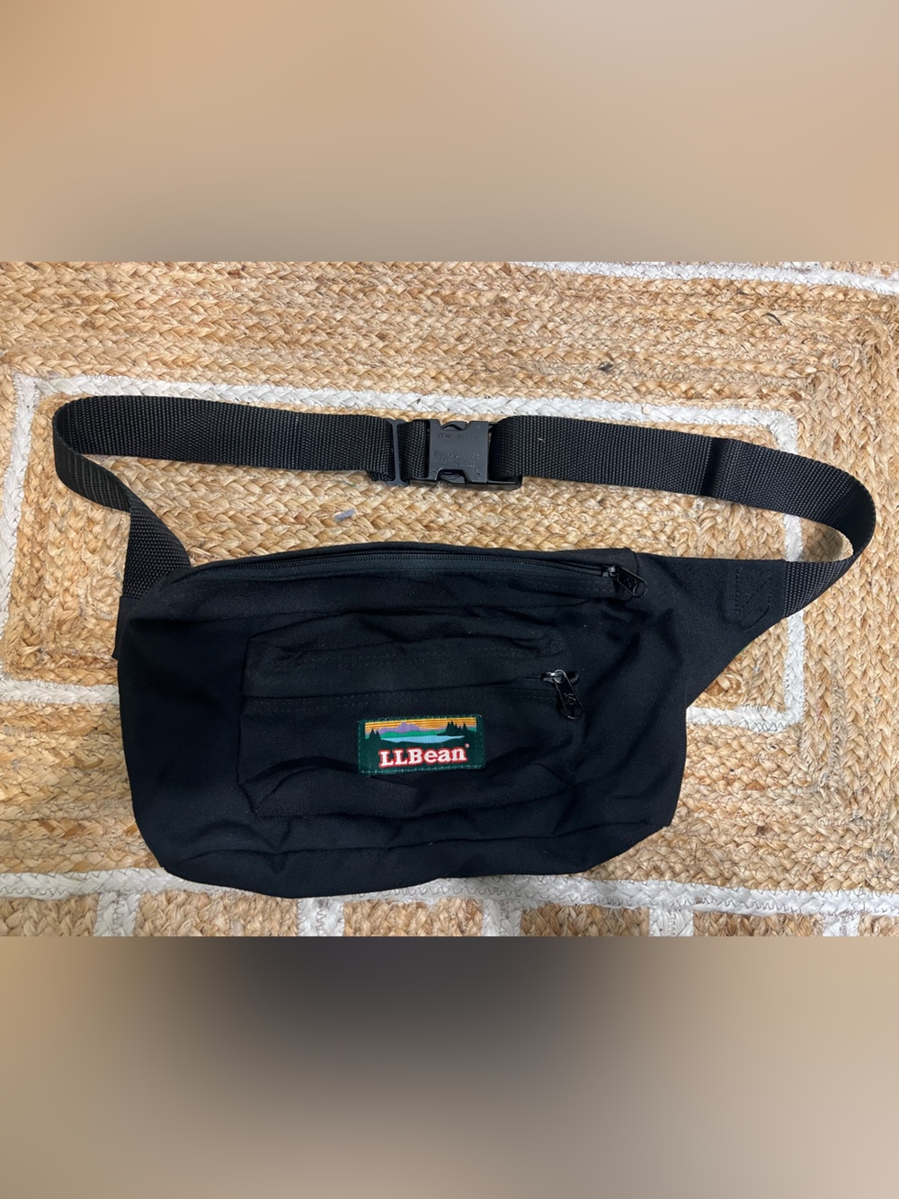 L.L. Bean Black Belt Bag with Multicolor Logo Patch